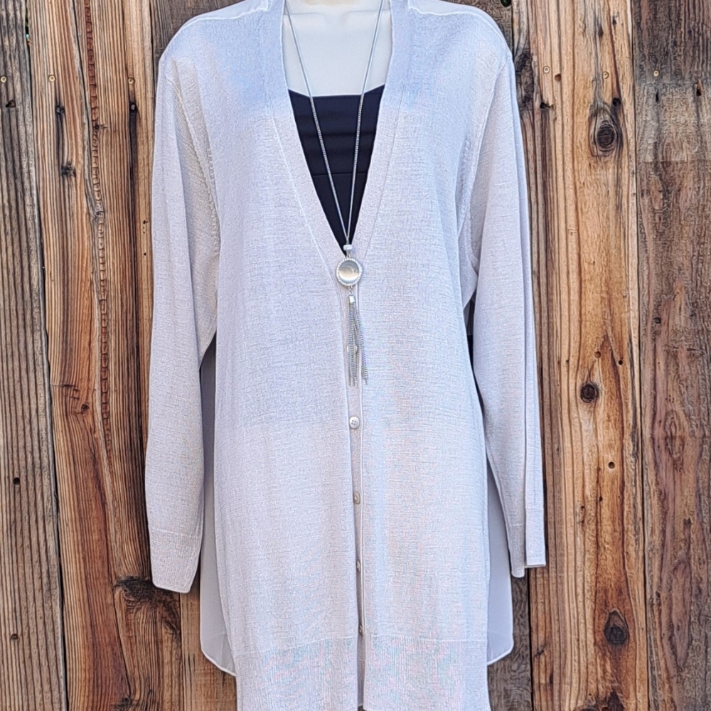 Beautiful NIC+ZOE Silk Blend Chiffon Back Cardigan 3X NWT Lightweight Layering